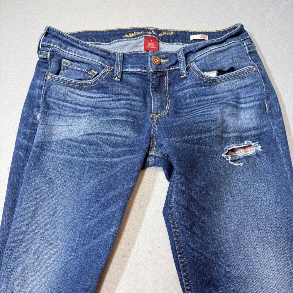 Arizona‎ Jean Co Super Skinny Jeans Medium Wash Distressed Ripped Size 9